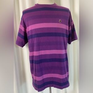 Vintage A Bathing Ape Bape 2000’s Mens XL Purple Stripes T-Shirt Rare Japan